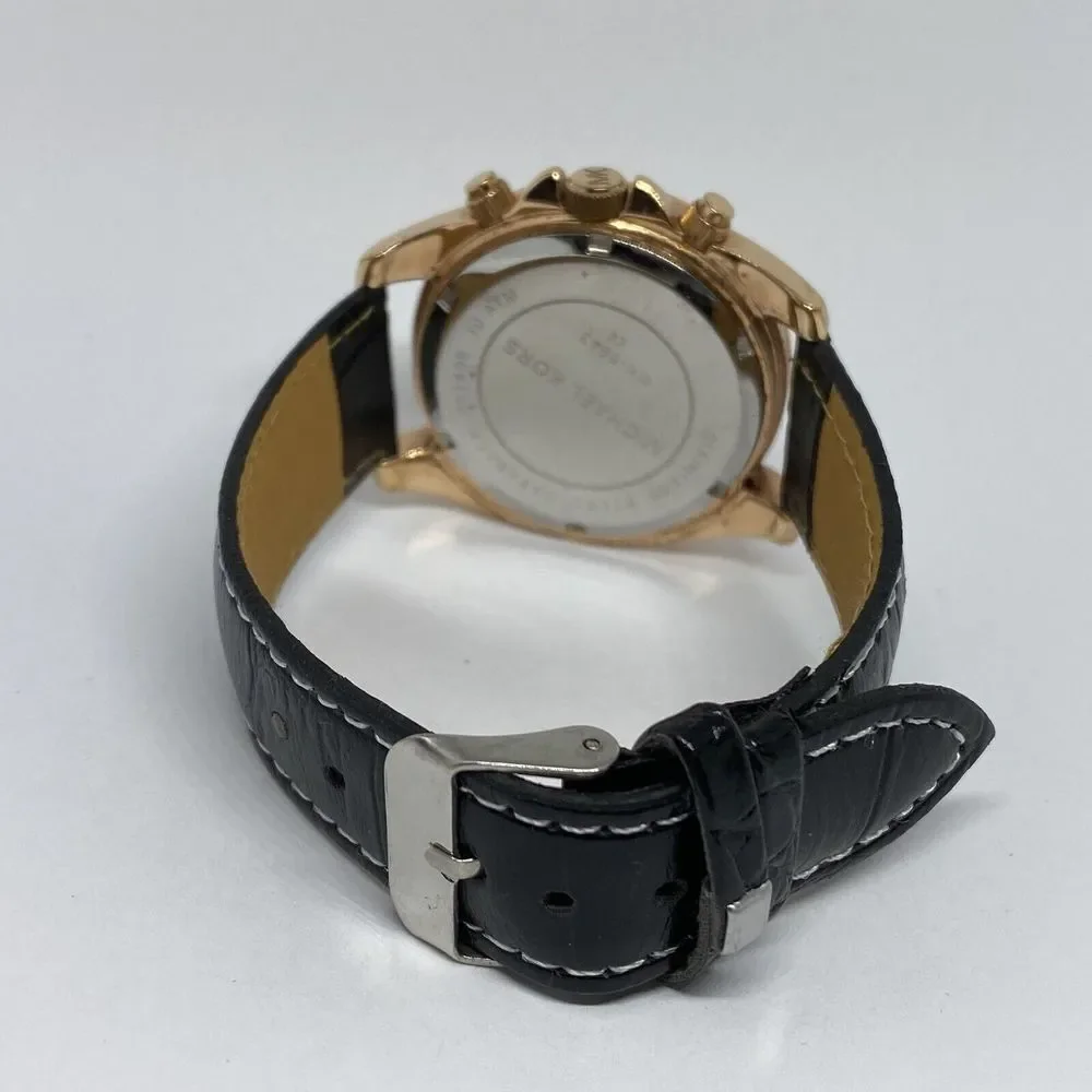 Michael Kors Blair MK5943 Women's Black Leather Analog Dial Quartz Watch WO324
